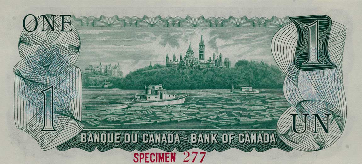 Back of Canada p85s: 1 Dollar from 1973