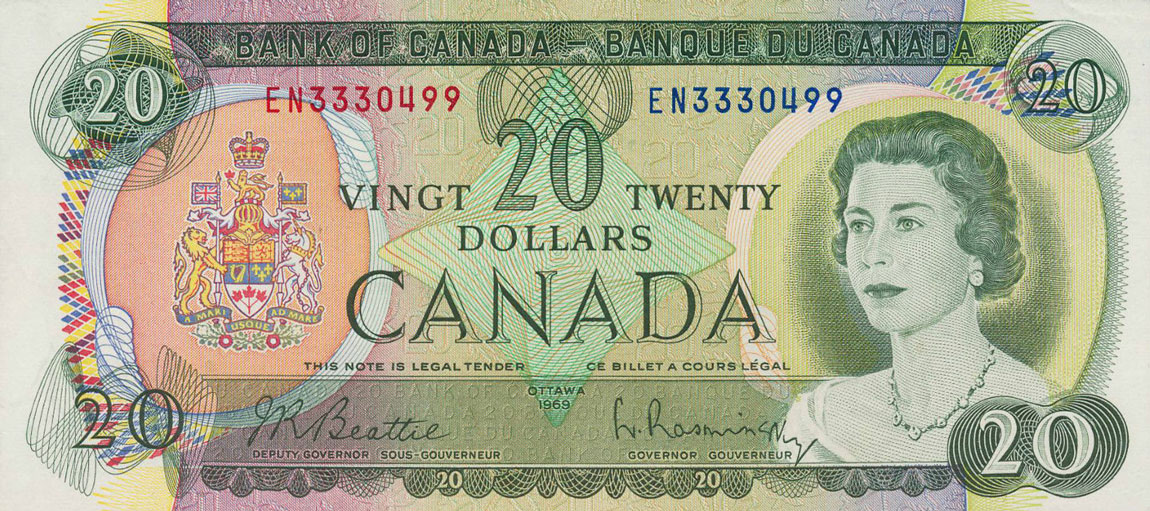 Front of Canada p89a: 20 Dollars from 1969