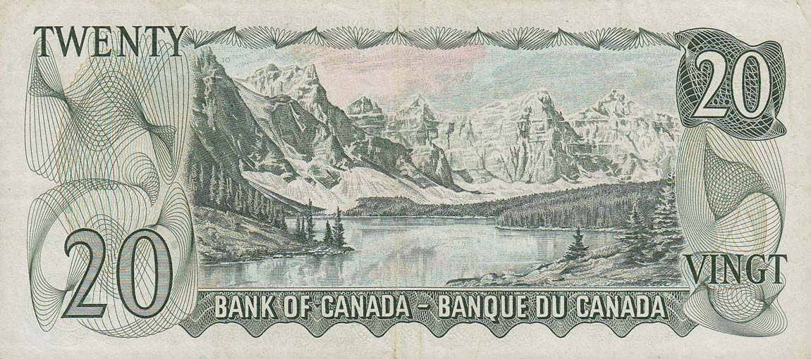 Back of Canada p89b: 20 Dollars from 1969