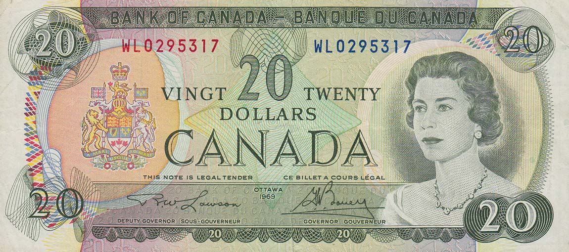 Front of Canada p89b: 20 Dollars from 1969