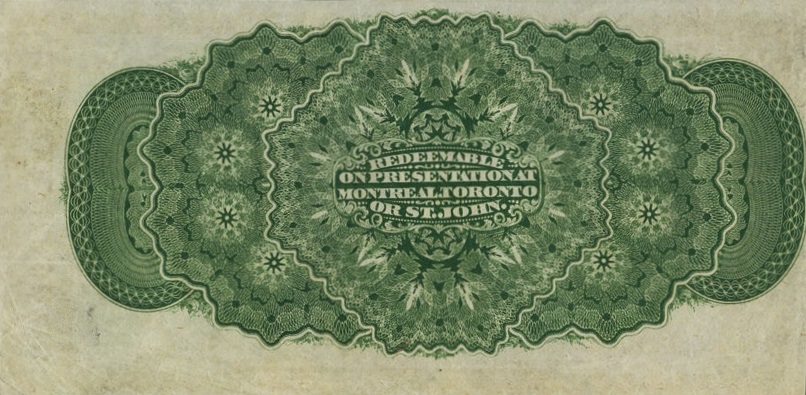 Back of Canada p8b: 25 Cents from 1870