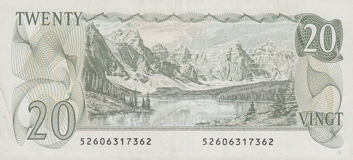 Back of Canada p93c: 20 Dollars from 1979