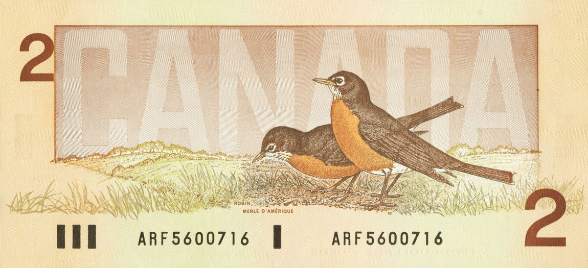 Back of Canada p94a: 2 Dollars from 1986