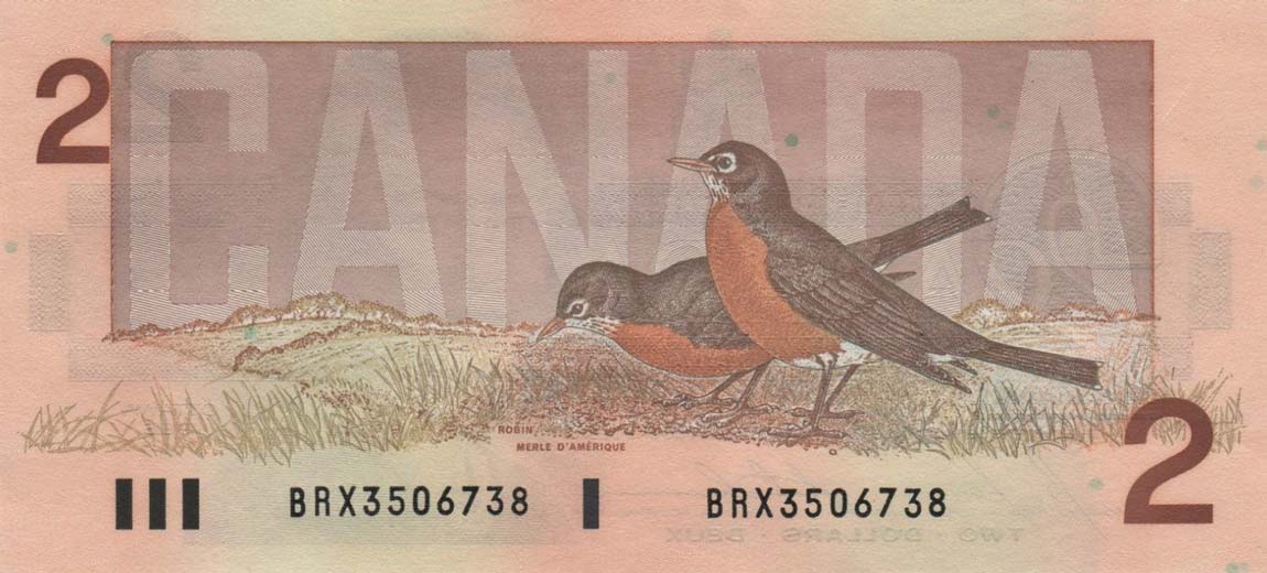Back of Canada p94c: 2 Dollars from 1986