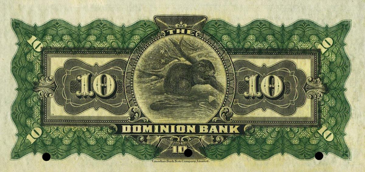 Back of Canada pS1024s: 10 Dollars from 1900