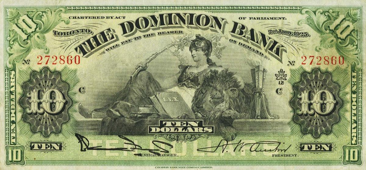 Front of Canada pS1027a: 10 Dollars from 1925
