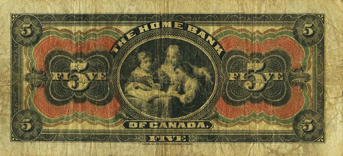 Back of Canada pS1087d: 5 Dollars from 1904