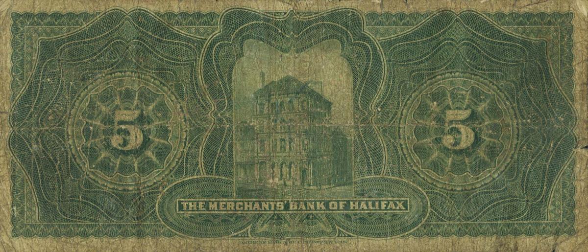 Back of Canada pS1187a: 5 Dollars from 1894