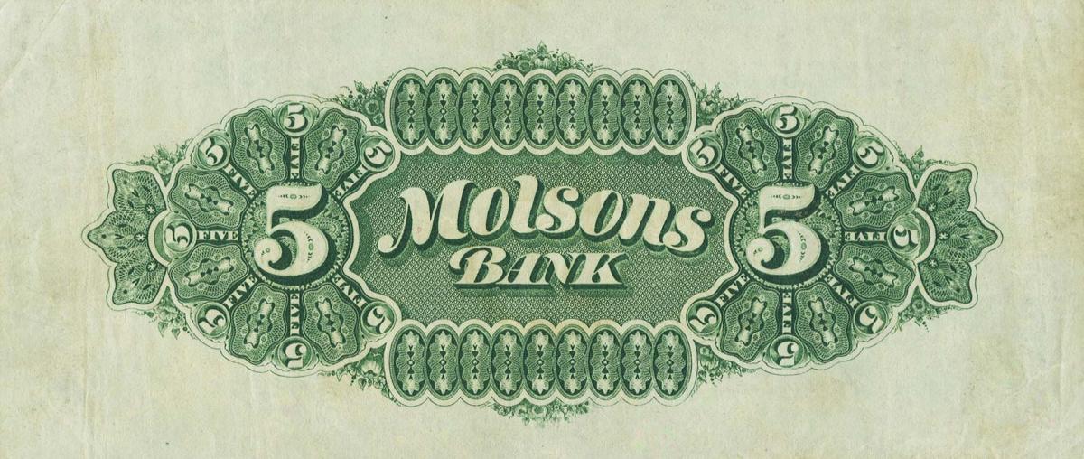 Back of Canada pS1224d: 5 Dollars from 1872