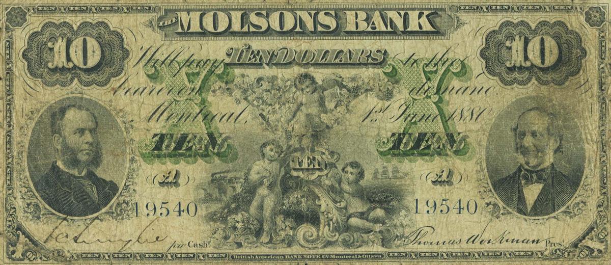 Front of Canada pS1225a: 10 Dollars from 1872