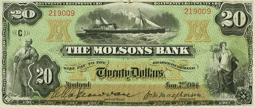 Front of Canada pS1230: 20 Dollars from 1904