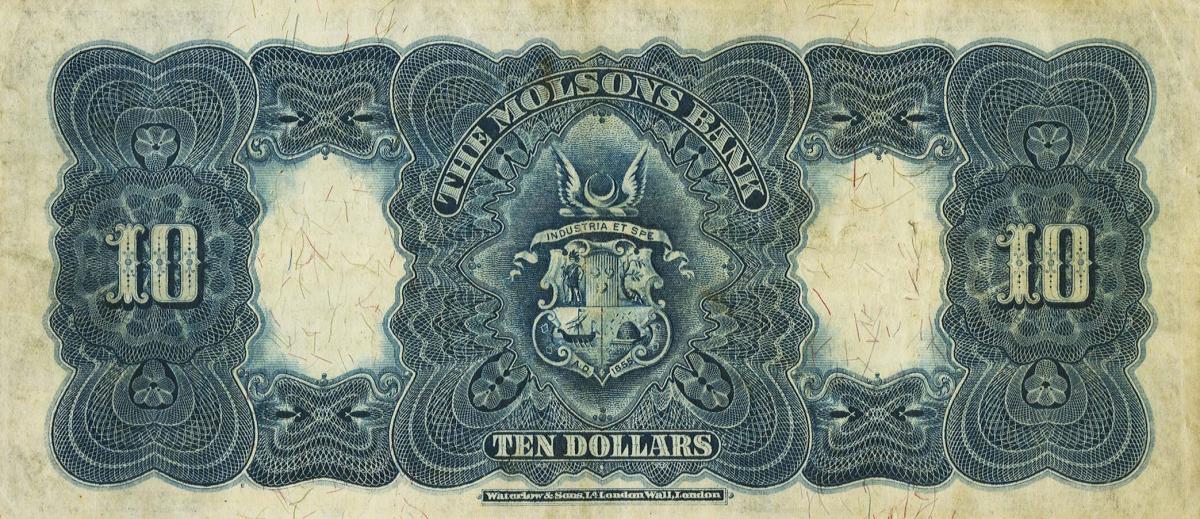 Back of Canada pS1239: 10 Dollars from 1916