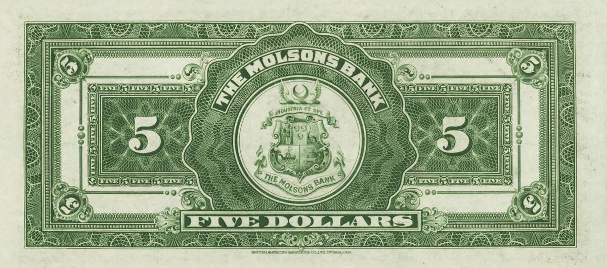 Back of Canada pS1242: 5 Dollars from 1922