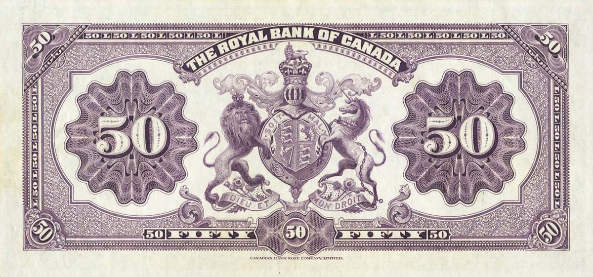 Back of Canada pS1386: 50 Dollars from 1927