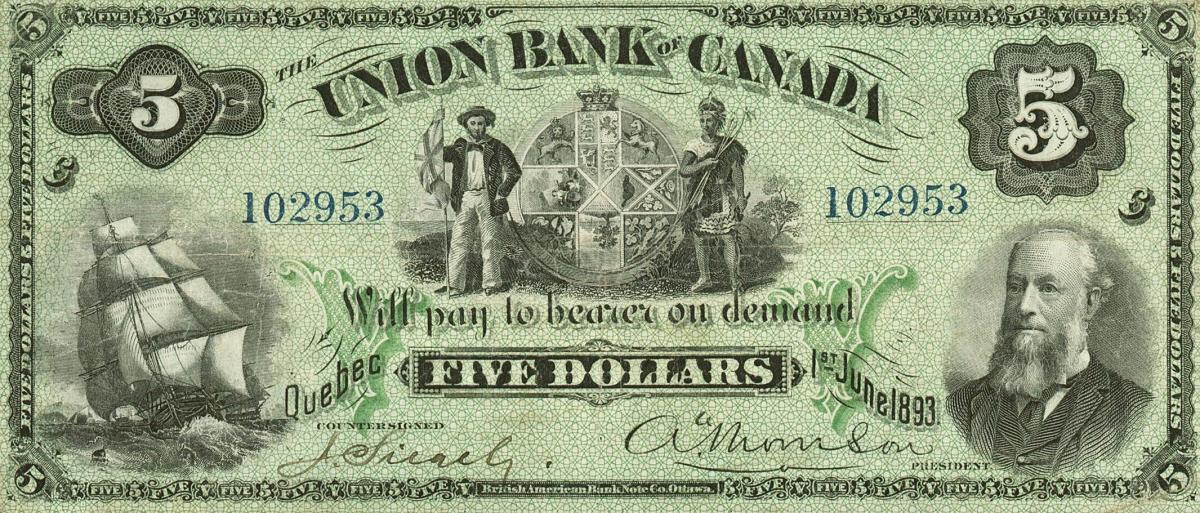 Front of Canada pS1488: 5 Dollars from 1893
