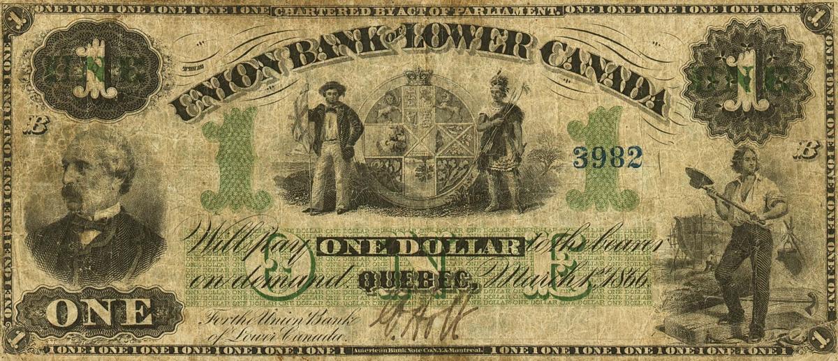 Front of Canada pS1521Aa: 1 Dollar from 1866