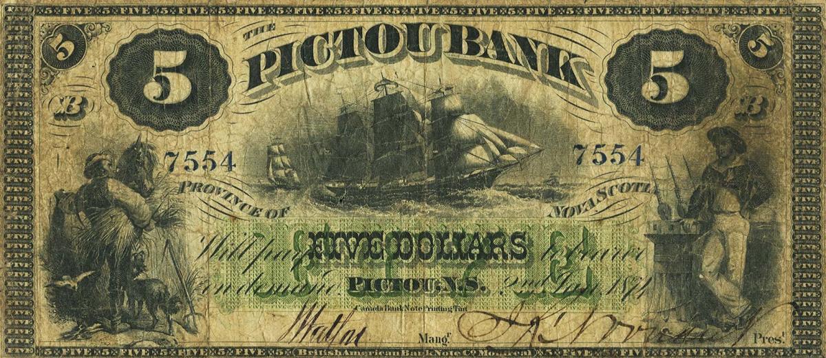 Front of Canada pS1920a: 5 Dollars from 1874