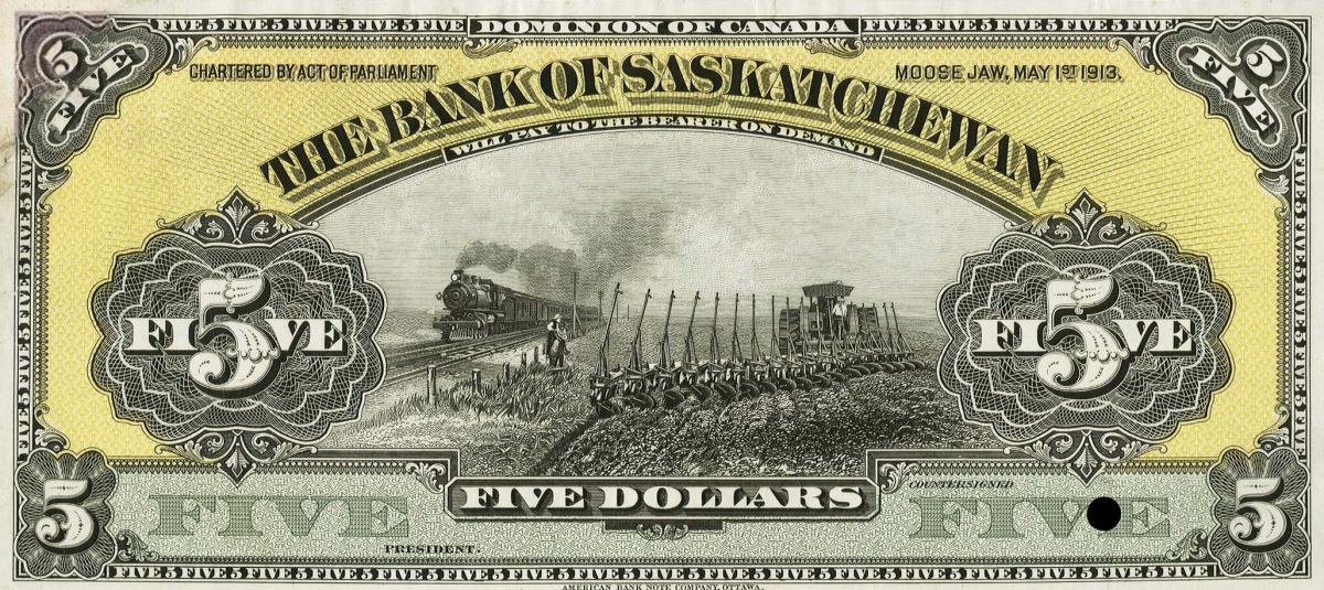 Front of Canada pS1960: 5 Dollars from 1913