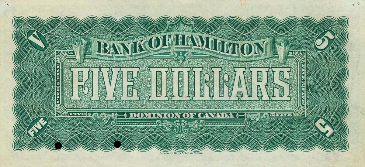 Back of Canada pS461s: 5 Dollars from 1909