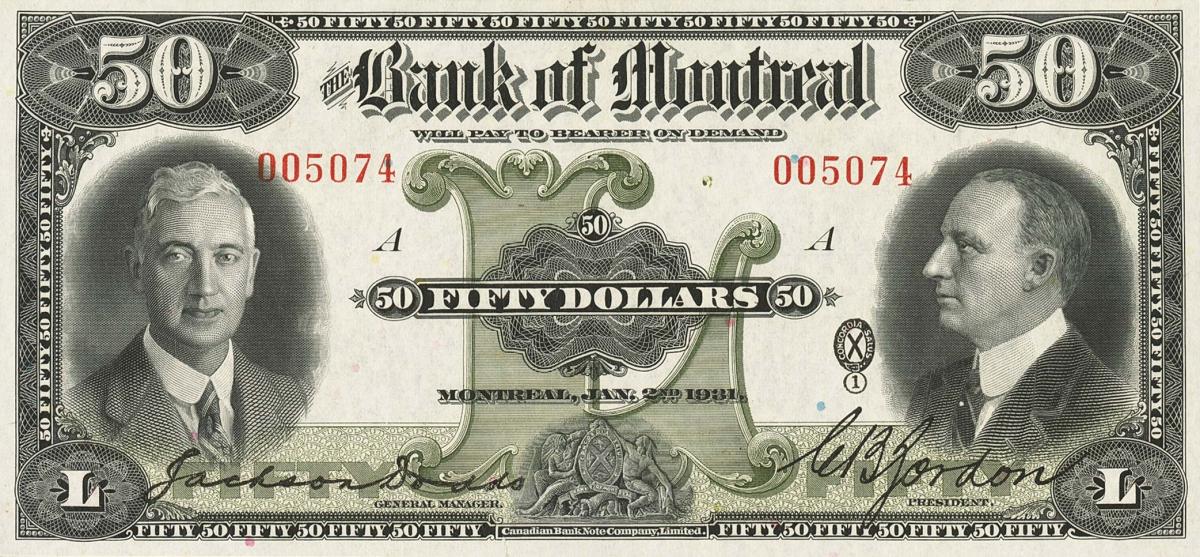 Front of Canada pS556: 50 Dollars from 1931