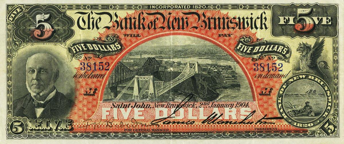 Front of Canada pS596b: 5 Dollars from 1904