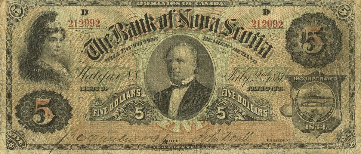 Front of Canada pS618B: 5 Dollars from 1881