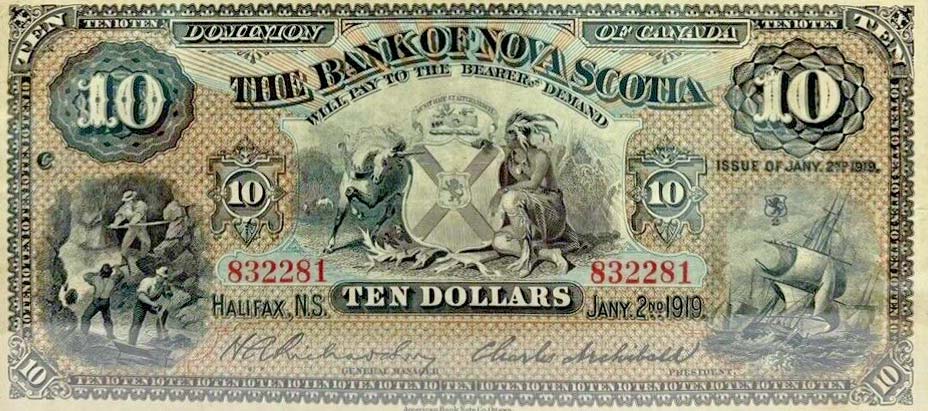 Front of Canada pS623d: 10 Dollars from 1919
