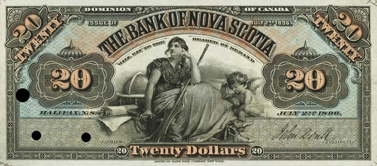 Front of Canada pS626r: 20 Dollars from 1896