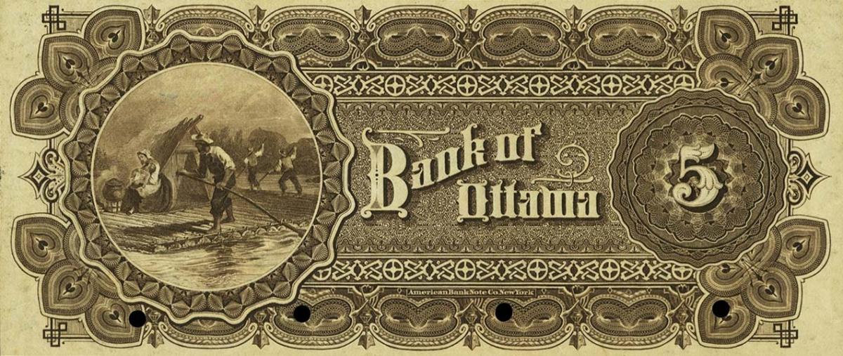 Back of Canada pS641s: 5 Dollars from 1880