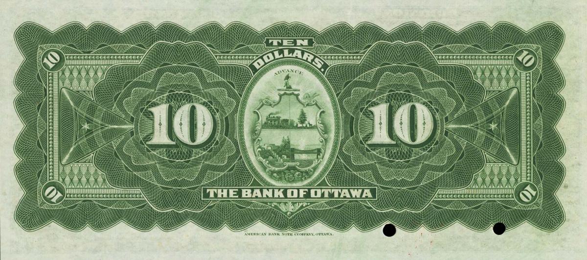 Back of Canada pS658s: 10 Dollars from 1906