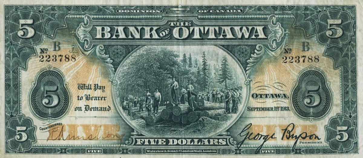 Front of Canada pS662a: 5 Dollars from 1913