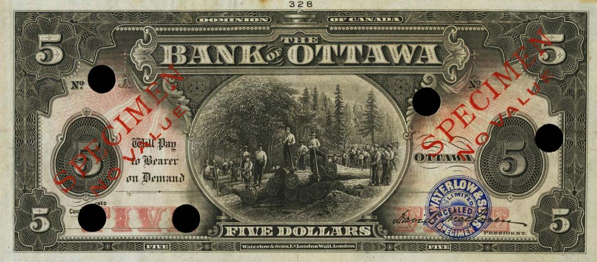 Front of Canada pS662s: 5 Dollars from 1913