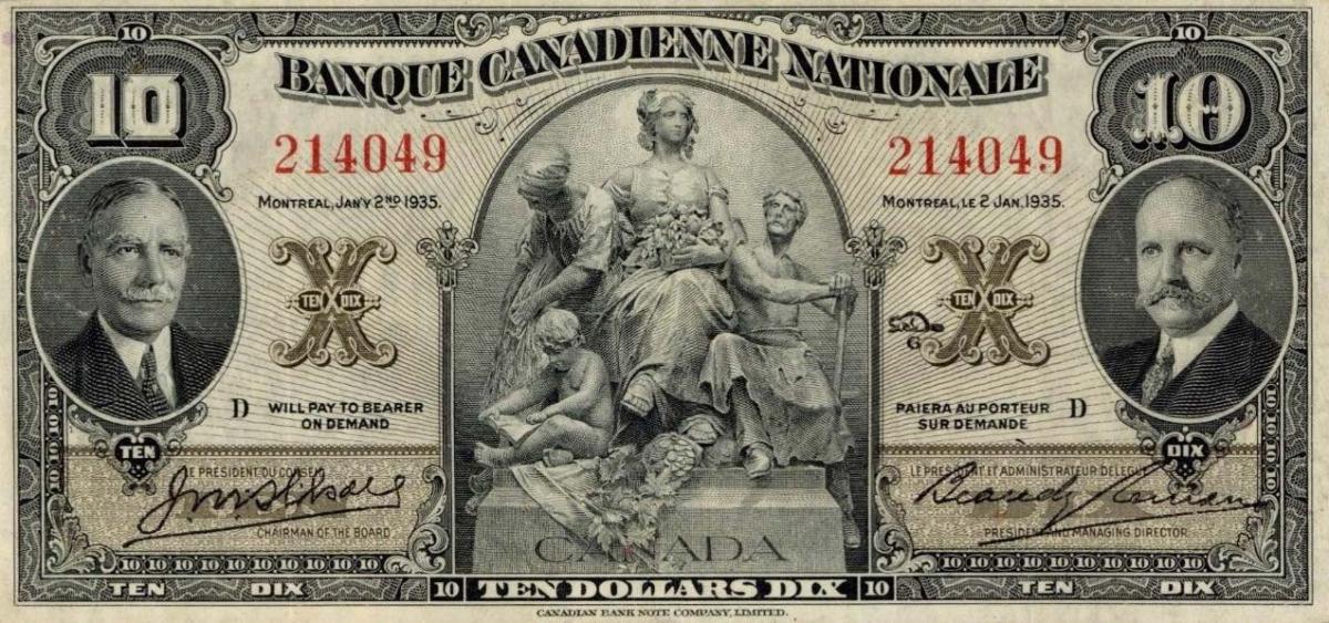 Front of Canada pS717: 10 Dollars from 1935
