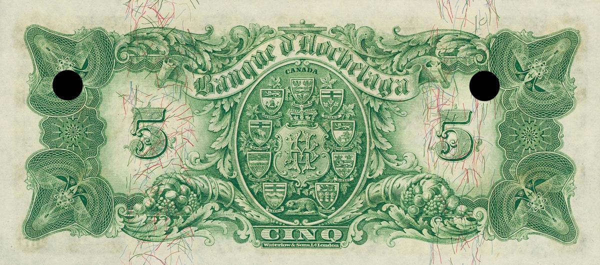 Back of Canada pS806ct: 5 Dollars from 1914
