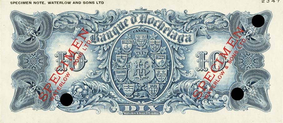 Back of Canada pS807ct: 10 Dollars from 1914