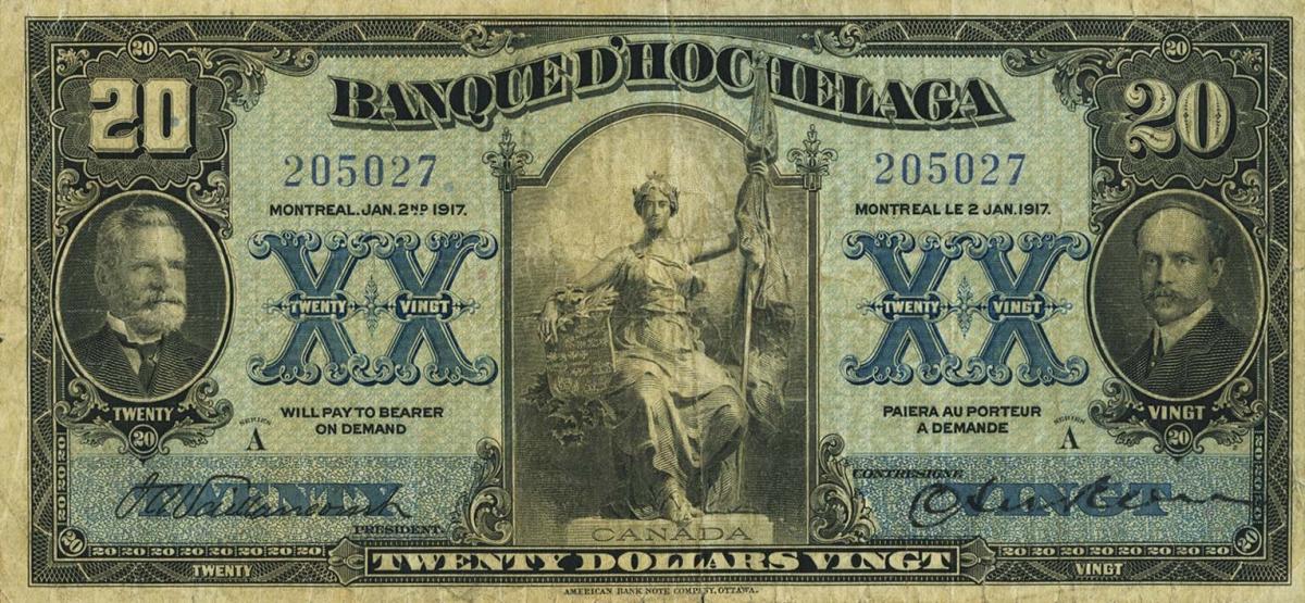 Front of Canada pS813: 20 Dollars from 1917