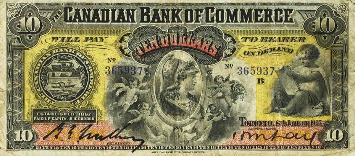 Front of Canada pS961g: 10 Dollars from 1888