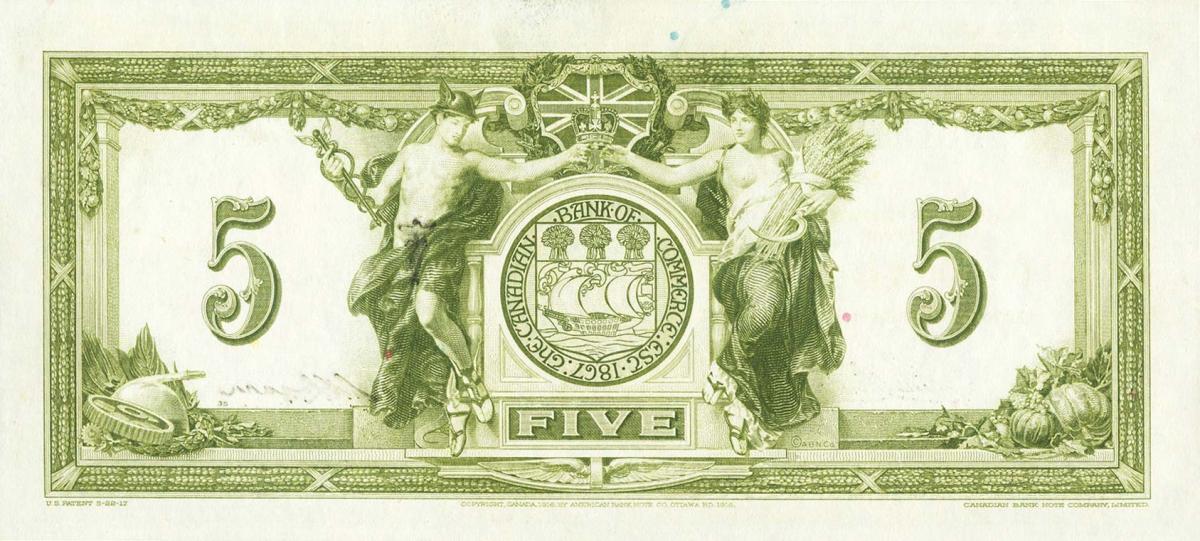 Back of Canada pS965Ad: 5 Dollars from 1917