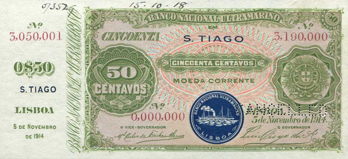 Front of Cape Verde p16s: 50 Centavos from 1914