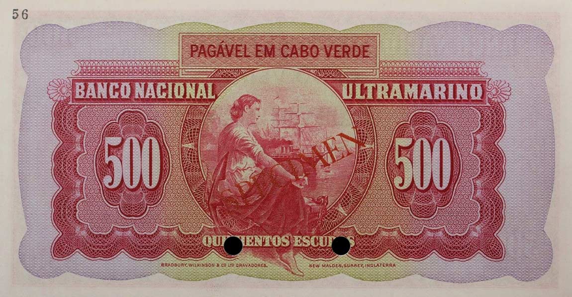 Back of Cape Verde p50ct: 500 Escudos from 1958