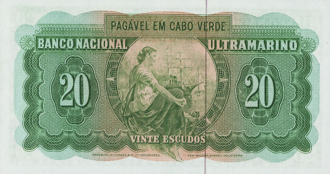 Back of Cape Verde p52a: 20 Escudos from 1972