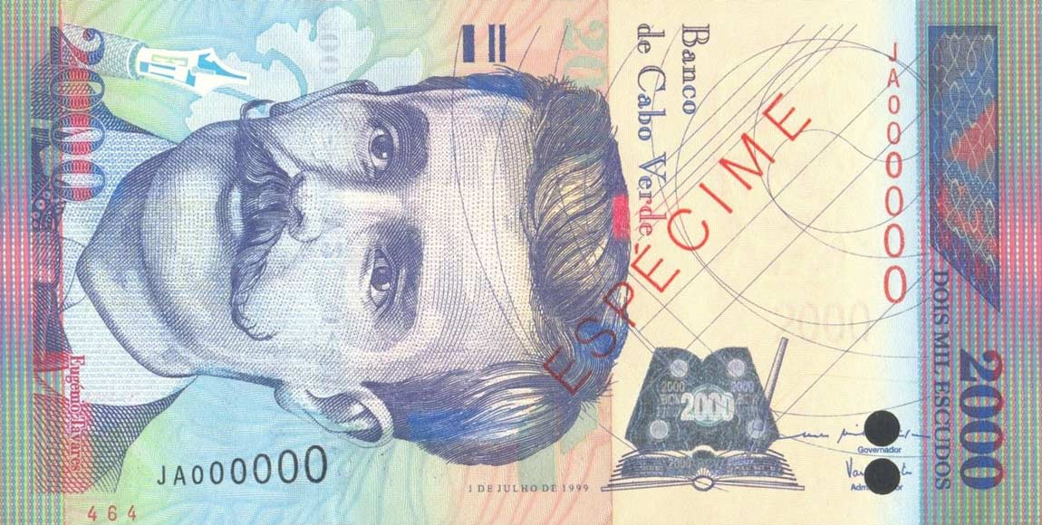 Front of Cape Verde p66s: 2000 Escudos from 1999