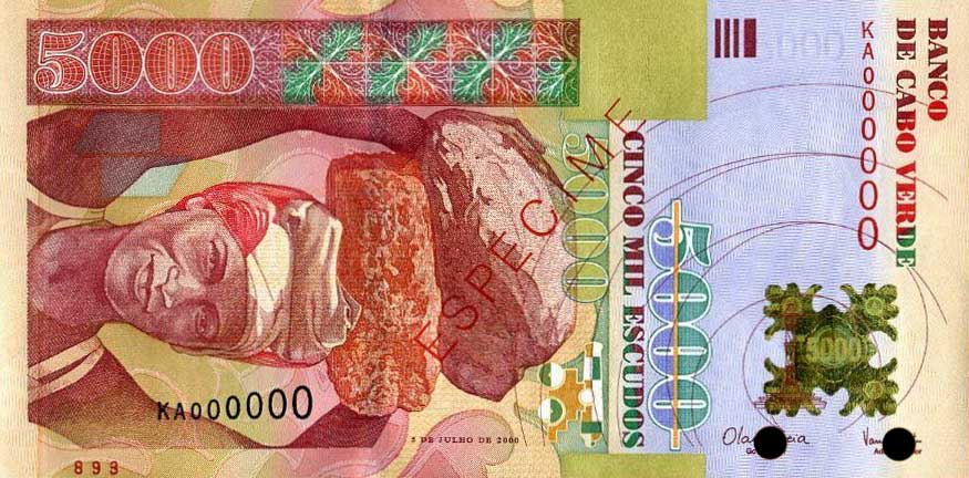 Front of Cape Verde p67s: 5000 Escudos from 2000