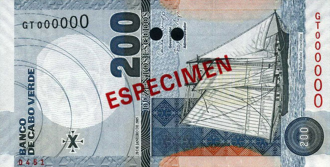 Front of Cape Verde p68s: 200 Escudos from 2005