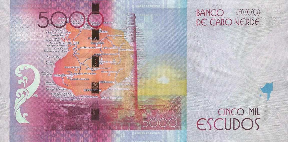 Back of Cape Verde p75a: 5000 Escudos from 2014