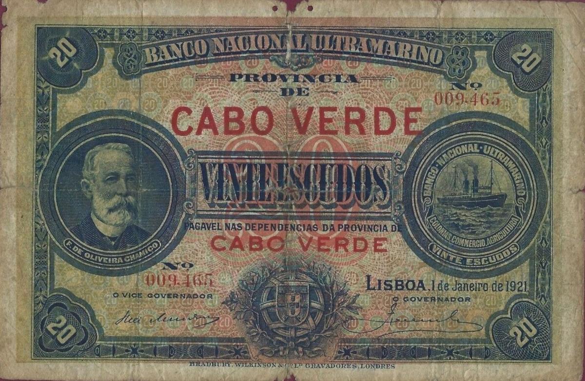 Front of Cape Verde p36a: 20 Escudos from 1921