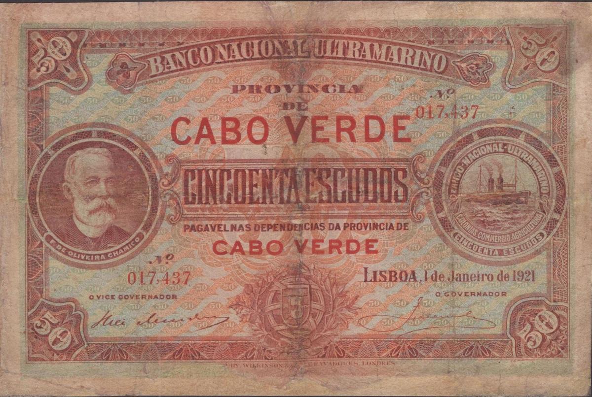 Front of Cape Verde p37a: 50 Escudos from 1921