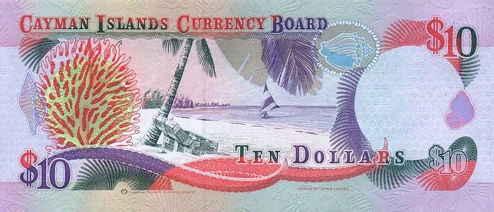 Back of Cayman Islands p18a: 10 Dollars from 1996