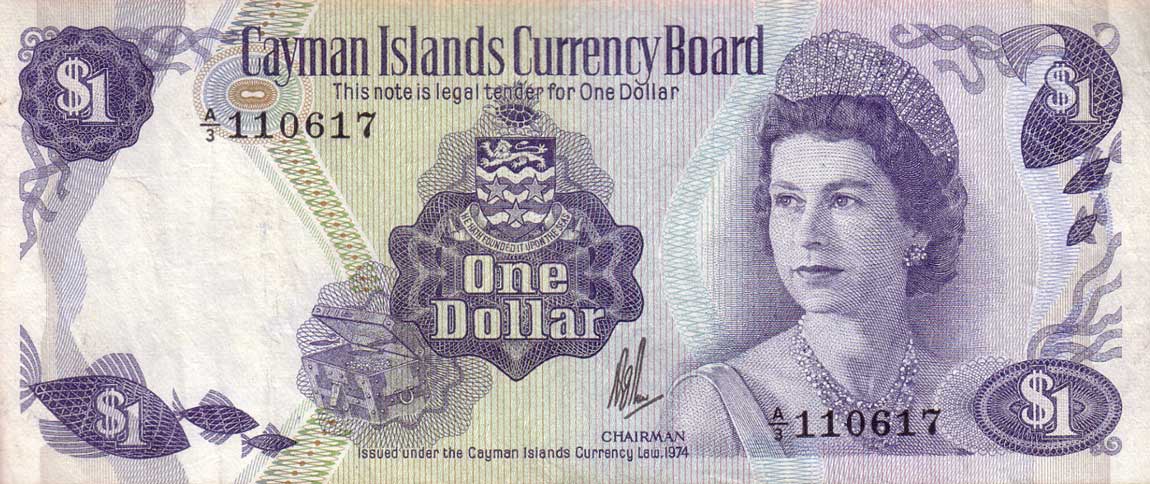 Front of Cayman Islands p1c: 1 Dollar from 1971