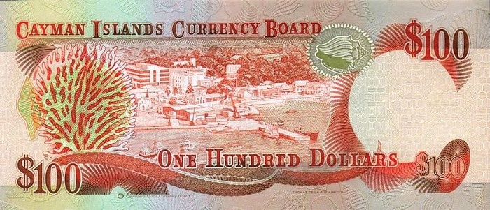 Back of Cayman Islands p20: 100 Dollars from 1996